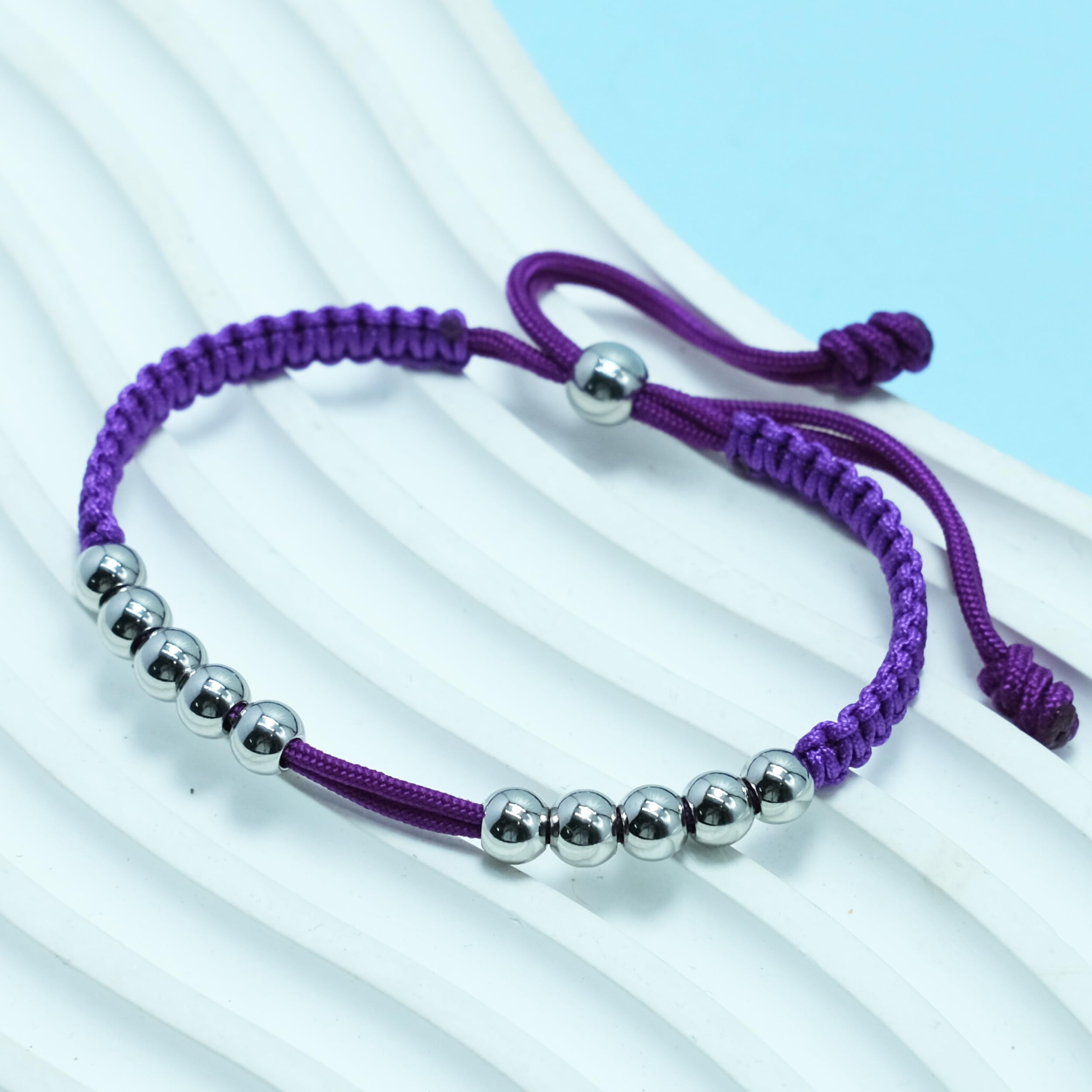 LAMIBEE Golf Stainless Steel 10 Beads Score Counter Bracelet, Golf Stroke Count Bracelet, Resizable and Easy to Adjust Golf Round Scoring Tracker, Durable and Stylish Golf Accessory (Purple)