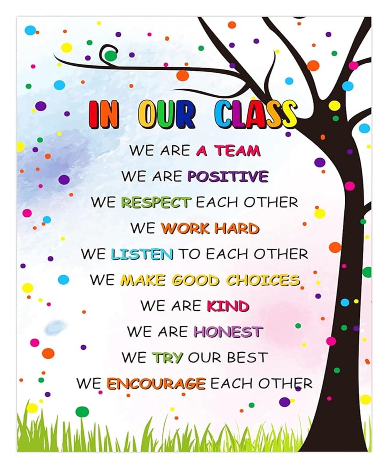 LLBOGRGGN Classroom Rules Poster - Motivational Back to School Decor for Preschool Kindergarten Elementary(Framed,16x24inch(40x60cm))