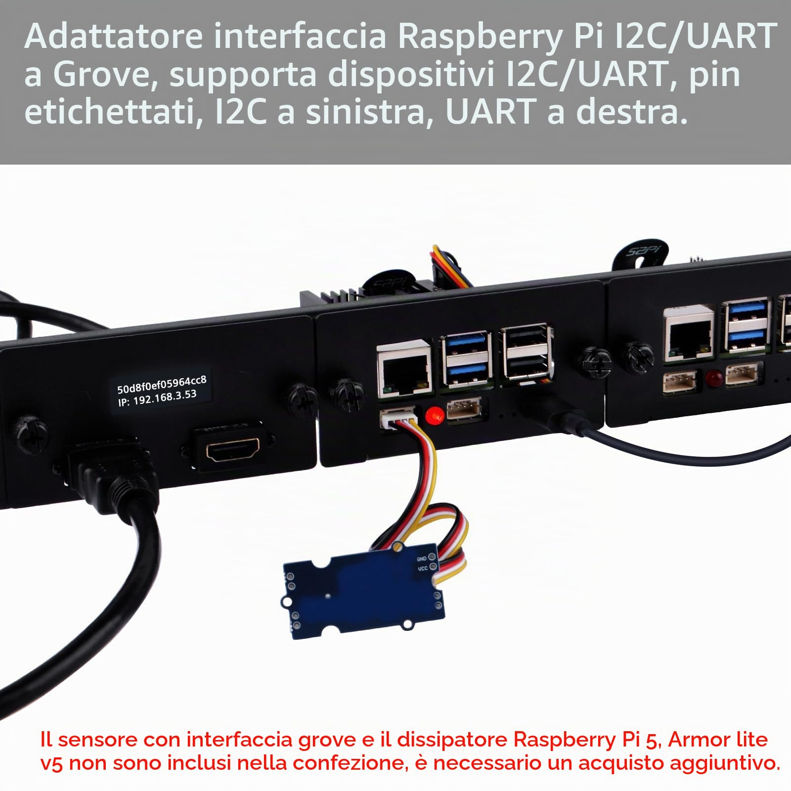 GeeekPi Supporto rack 1U da 19" per Raspberry Pi 5, con 4 adattatori SSD PCIe a M.2 NVMe, display OLED, può contenere fino a 4 schede Raspberry Pi 5, compatibile con server rack da 19"