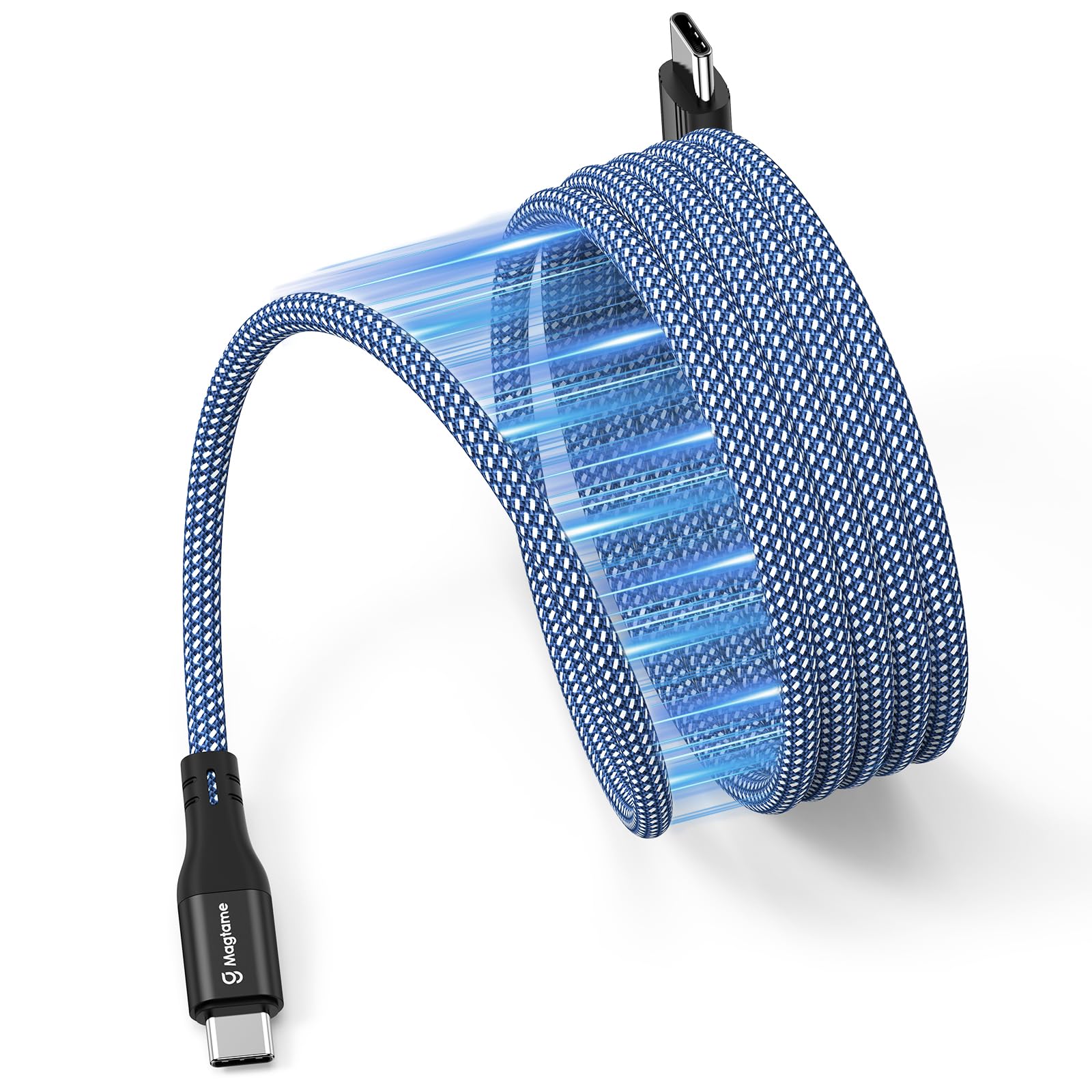 Magtame Cavo Magnetico USB C 60W (3A), 1.5M Flessibile Tipo C, Nylon Intrecciato, Ricarica Veloce Compatibile Con Phone 15 e Dispositivi USB C, Blu