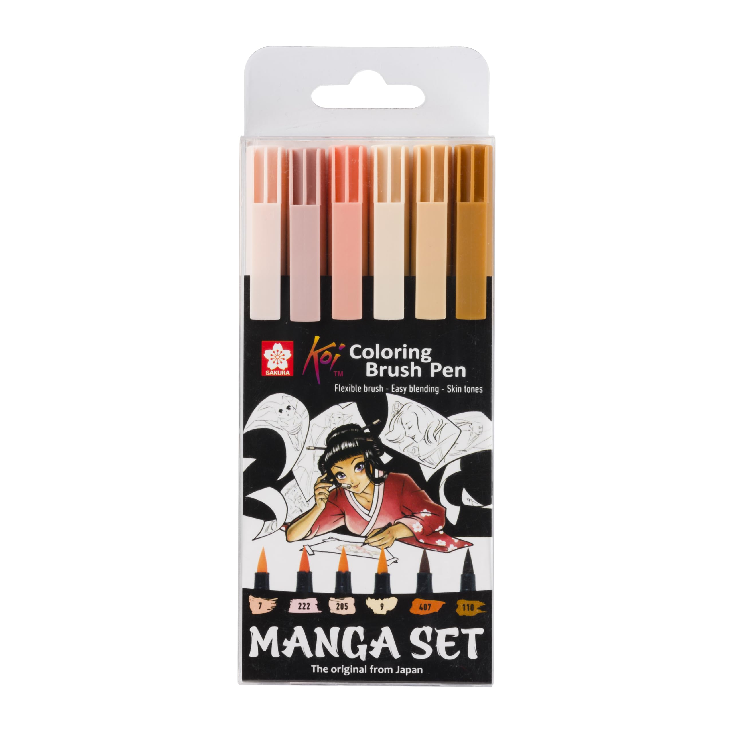 Sakura Koi Coloring Brush Pens MANGA SET, 6 brush pen skin tones