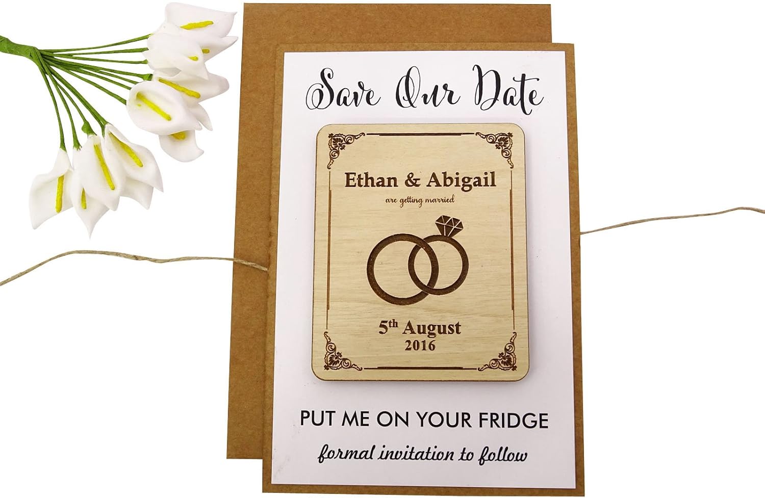 Personalized Wedding Save The Date Cards 40 Rustic Engraved Wood Magnets with Envelopes Wedding Announcements