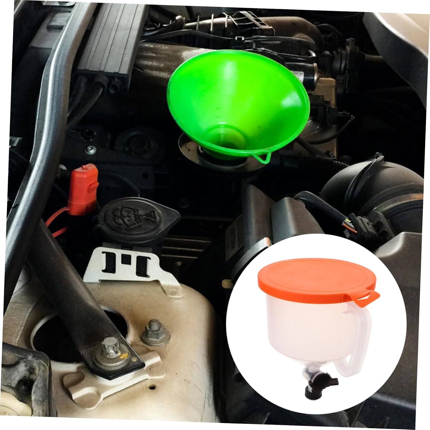 Ciieeo Spill Radiator Funnel Kit with Valve Cooling System Filling Tool for Automotive Coolant Car Funnel for Leak Prevention and Clean Coolant Handling