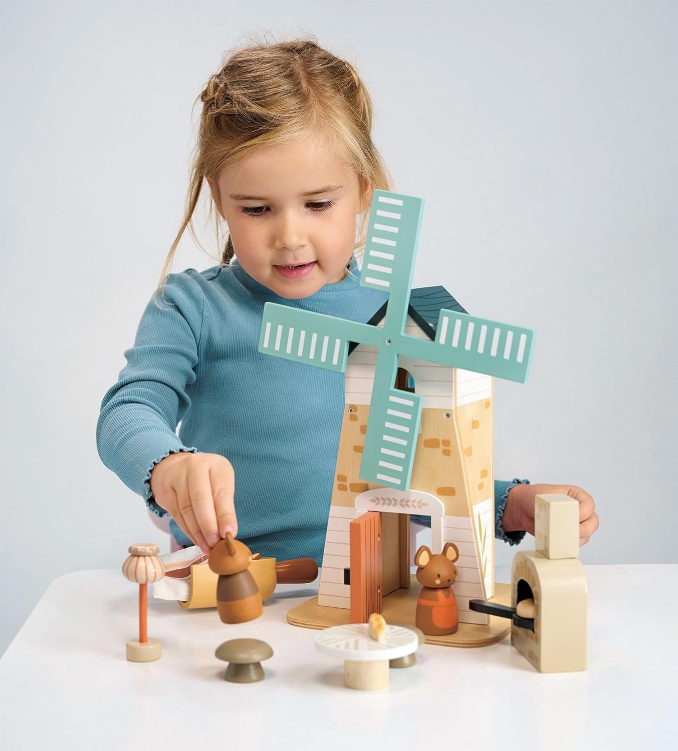 Tender Leaf Toys - Penny Windmill - Adorable Wooden Rotating Windmill with Toy Mouse Family and Accessories - Imaginative Play Set - Develop Creative Storytelling - Improve Fine Motor Skills - Age 3+