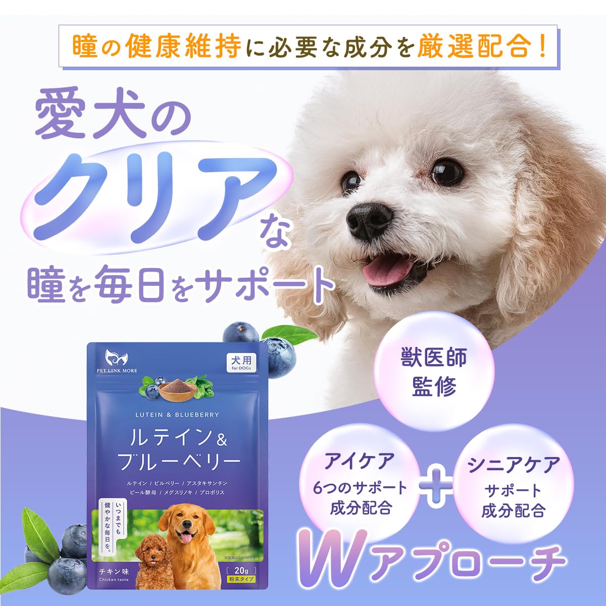 Amazon.co.jp: [ PETLINKMORE ] 犬用 ルテイン&ブルーベリー NORMAL