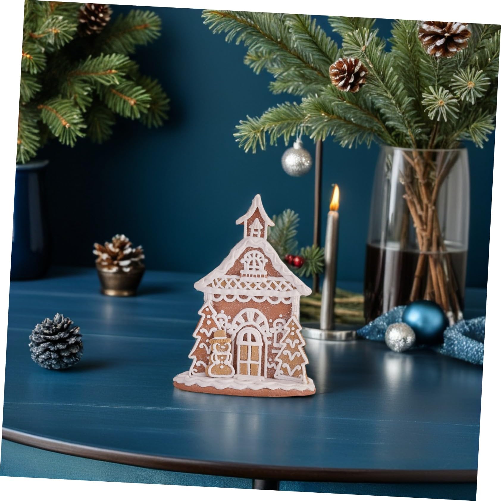 iplusmile Maison Miniature Pain Épice Village de Noël Décorations Enneigées Collectionnable pour Cheminée Noël Fêtes