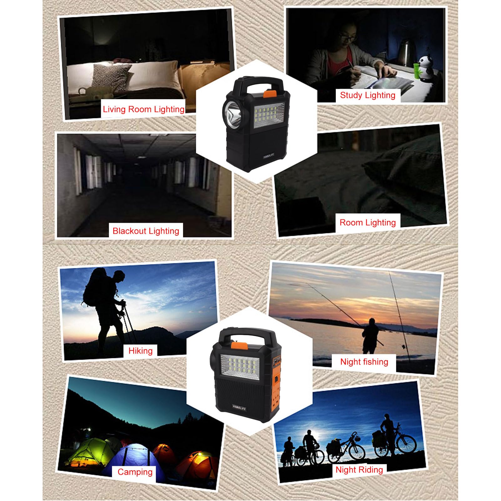 Generador Solar Portátil para Camping Aire Libre Energía Solar Emergencias Aventuras Exterior Batería Integrada Luz Crítica