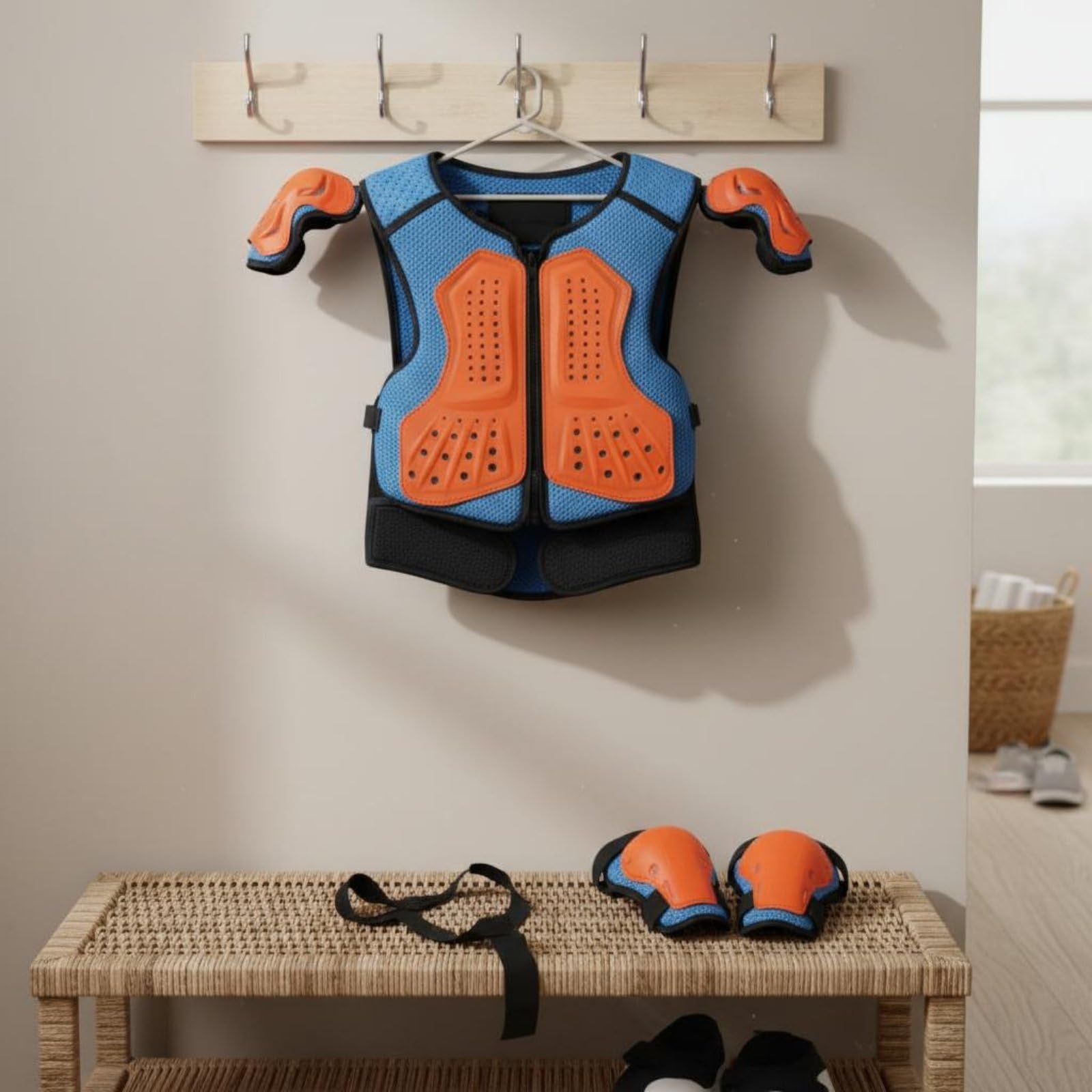 Kinder Schutzrüstung Protektoren-kit Kleidung mit Atmungsaktiven Stoffen Und Verstellbaren Gurten für Radsport Outdoor-Sports Skateboarden Scooter Und Balancebike