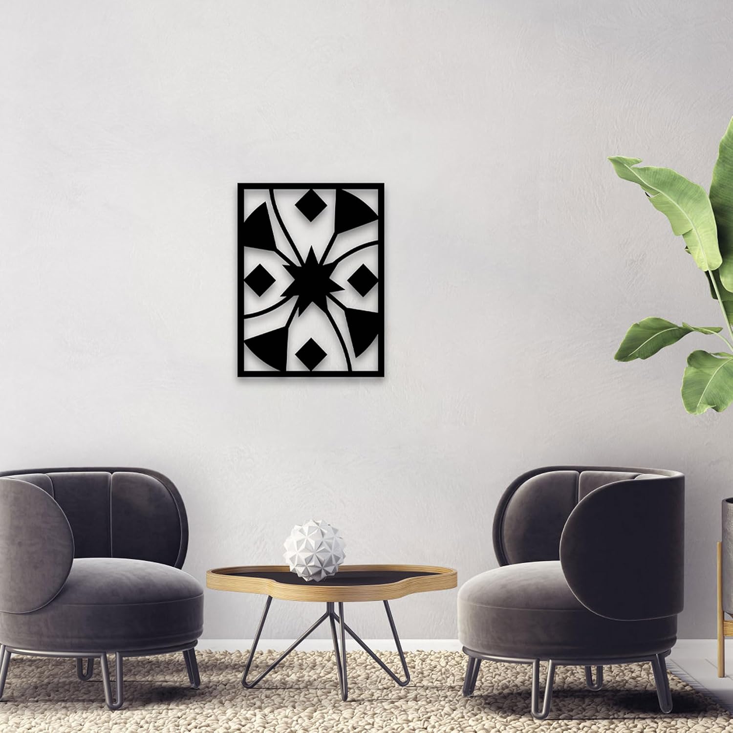 GlintHome Minimalist Wall Art - Black Abstract Metal Wall Decor 3D Textured Metal Wall Sculptures for Living Room Bedroom Bathroom Study Room
