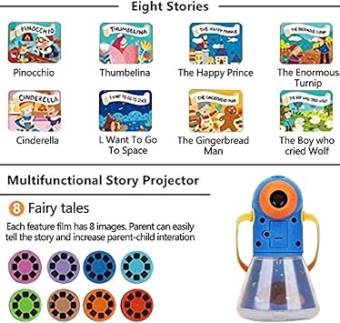 Kids Story Projector Night Light Educational Toy for 3-12 Boys