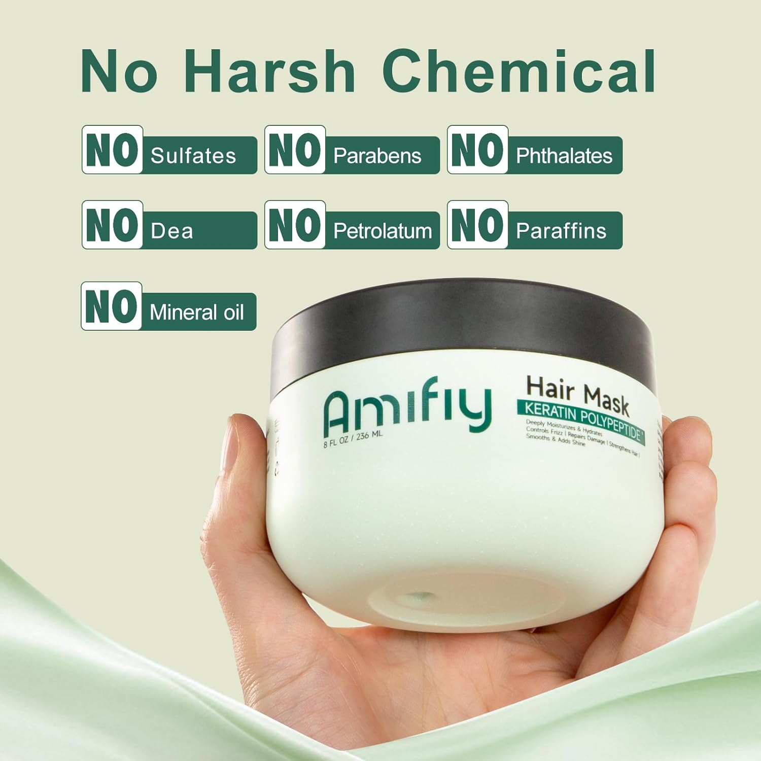 Keratin Hair Mask, Multi-care Deep Conditioning Hair Mask for Dry Damaged Hair, Anti-Frizz, Intensive Hydrating & Repairing Deep Conditioner for Strong, Smooth and Silky Hair, 8 Fl Oz - Image 7