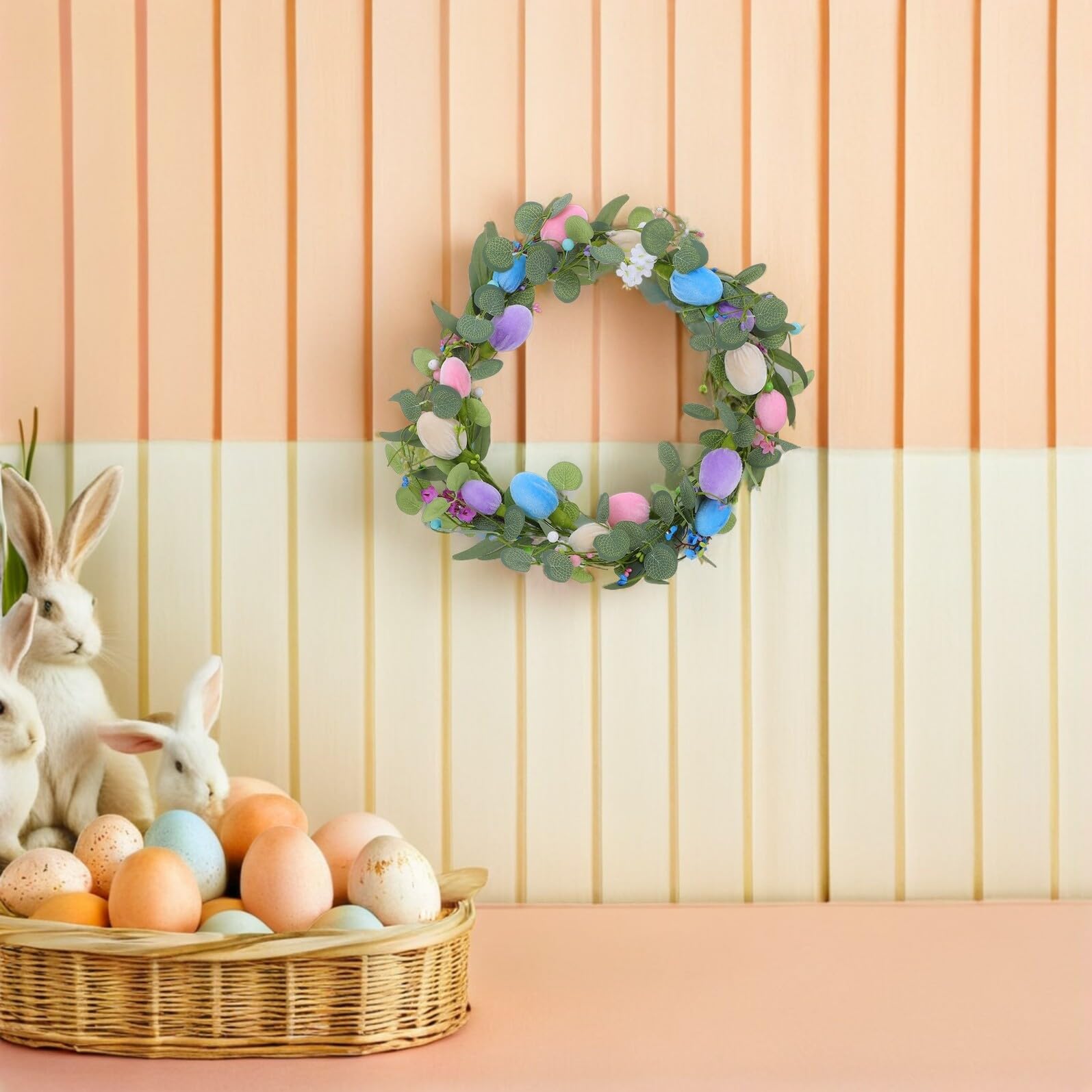 Mikikit Ghirlanda Di Uova Pastello Ghirlanda Per Esterni Decorazioni Pasquali In Stile Fattoria Ghirlande Per Porte D'Ingresso Decorazioni Pasquali Per