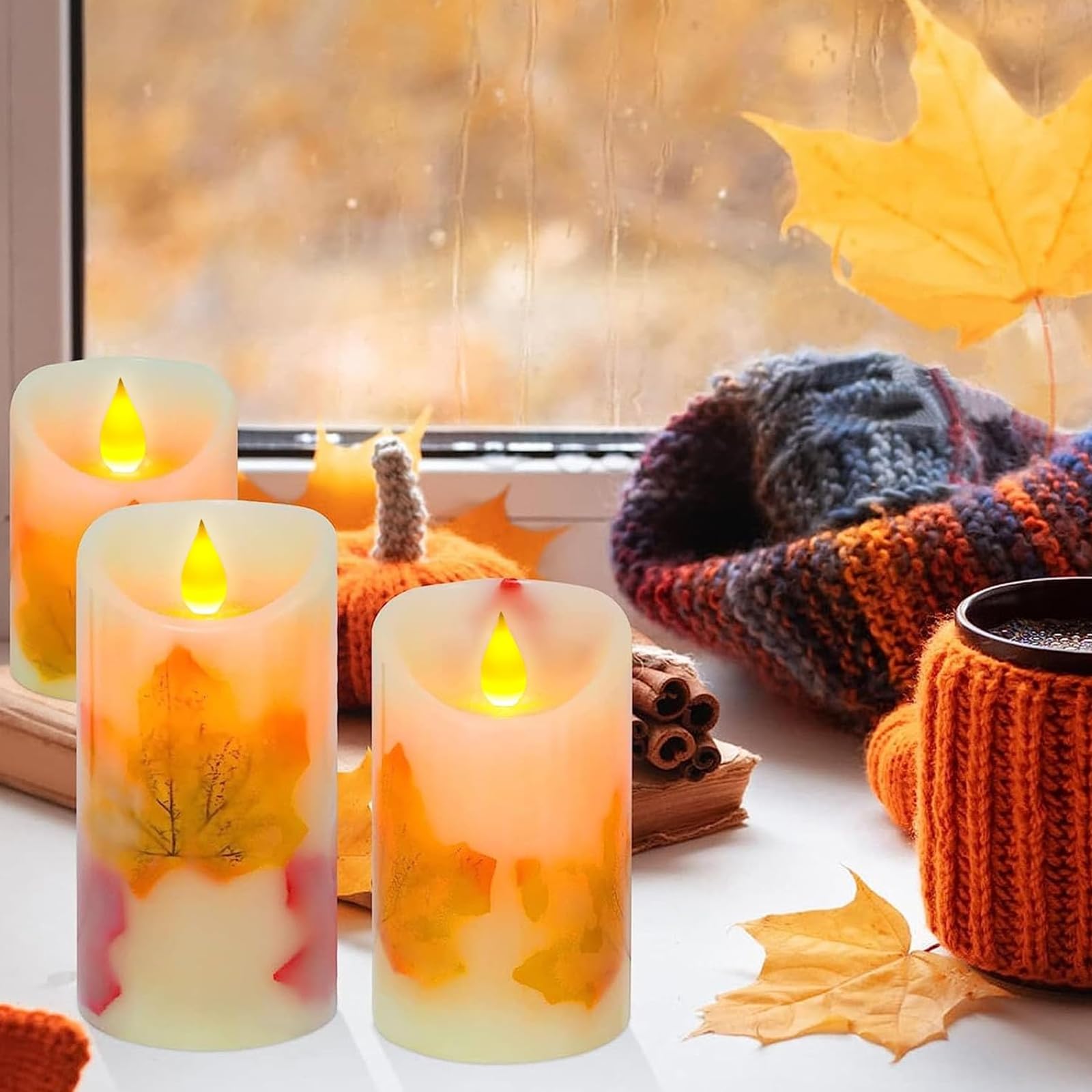 Lot De 3 Bougies LED Vacillantes Avec Télécommande - Effet Flamme Réaliste, Minuteur, Intensité Variable (orange)