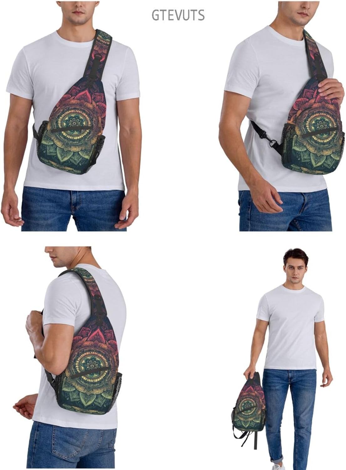 Mandala Sling Backpack Chest Bag Crossbody Shoulder Bag Gym Cycling Travel Hiking Daypack For Men Women - Image 3