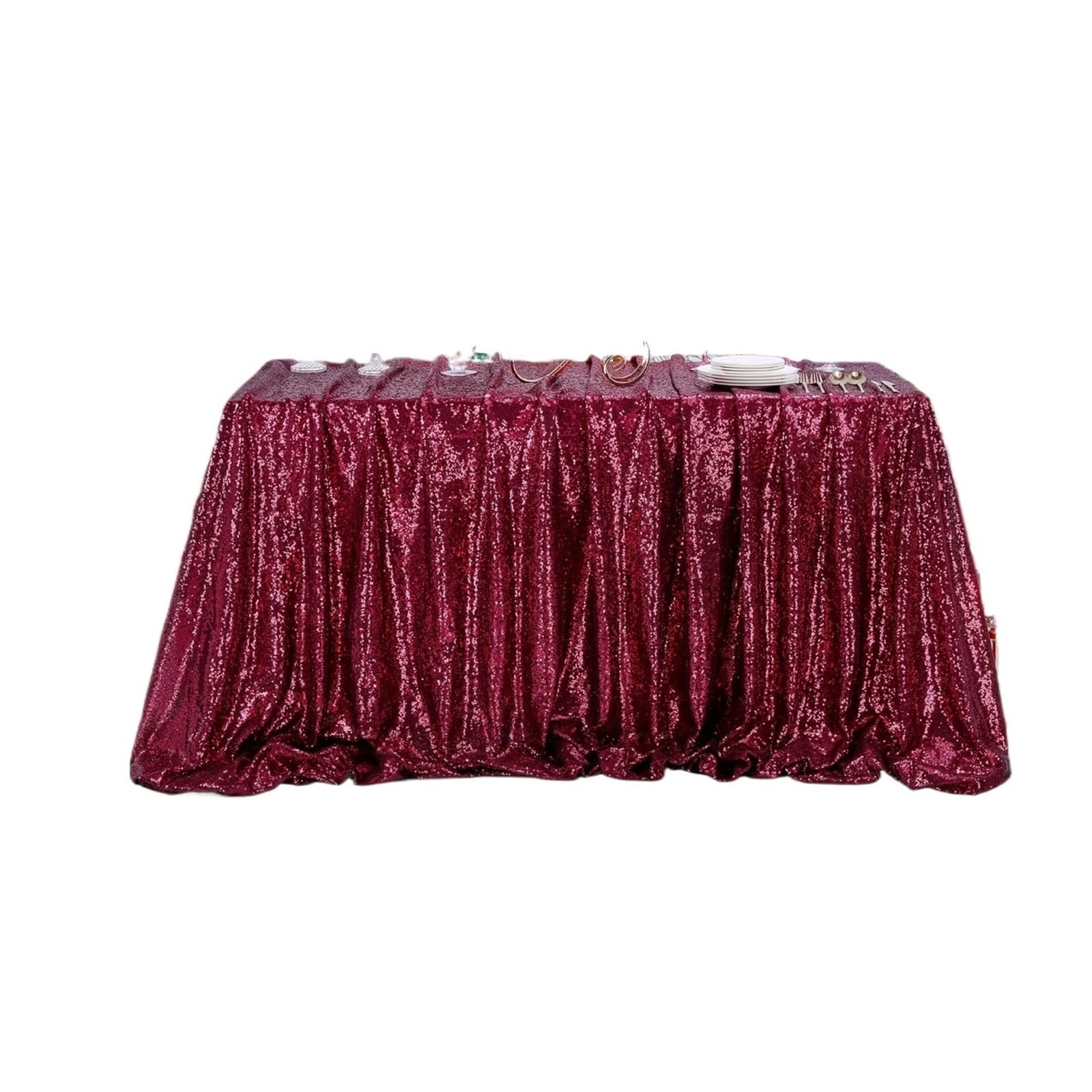 L6NqIAG Sequin Tablecloth Sequin Tablecloth Rectangle Sparkly Fabric Table Cloth for Wedding Party Decoration(Dark red,100x130cm)