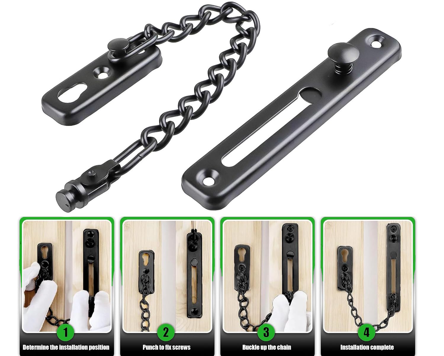 Serratura A Catena Per Porta Antifurto - Sicurezza Casa E Appartamento | Bloccaggio Con Barra Girevole Per Interni - Foto 2