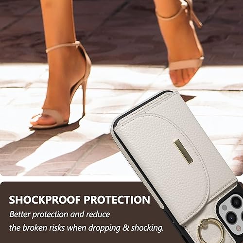 Miniatura 8 de Keallce Funda para iPhone 12 Pro Max de 6.7 pulgadas 2020, funda tipo cartera con ranuras para tarjetas, soporte de anillo con soporte, funda