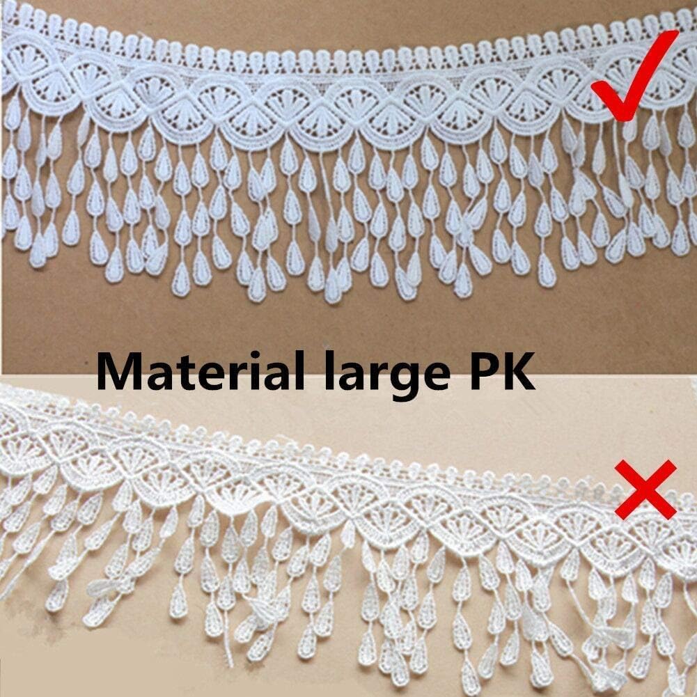 FQTANJU 5 Yards Lace Trim with Tassel, 8cm Wide, White, DIY Sewing Applique Craft