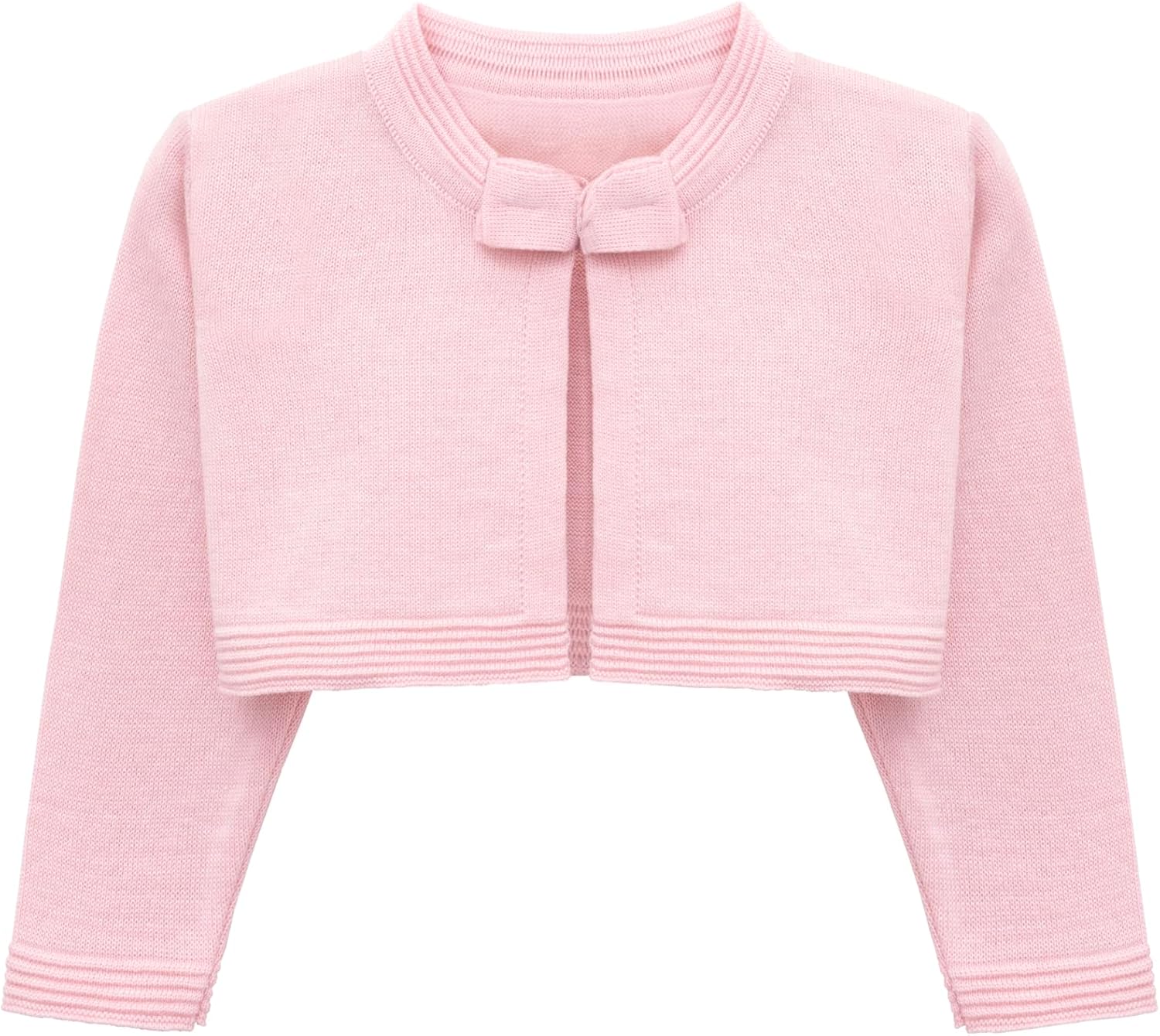Lilax Baby Girls' Knit Long Sleeve Sweater, Bowknot Closure Bolero Cardigan