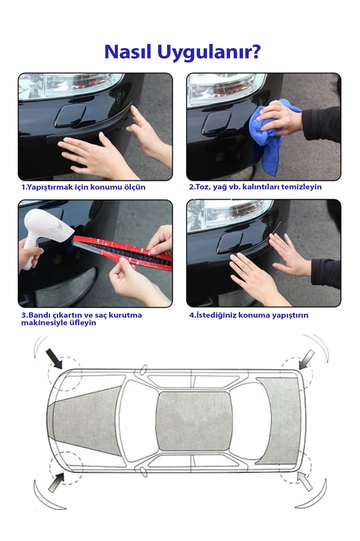 mucit home Araçlar Için Dayanıklı 2 Adet Esnek Tampon Koruma Bandı Çizik Darbe Ve Mini Hasar Çarpma