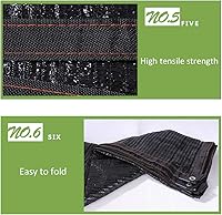 Vista 8 de Tela de malla con cifrado de aguja plana negra, 95 % resistente a los rayos UV, antienvejecimiento, red de sombra con ojales, para jardín, balcón