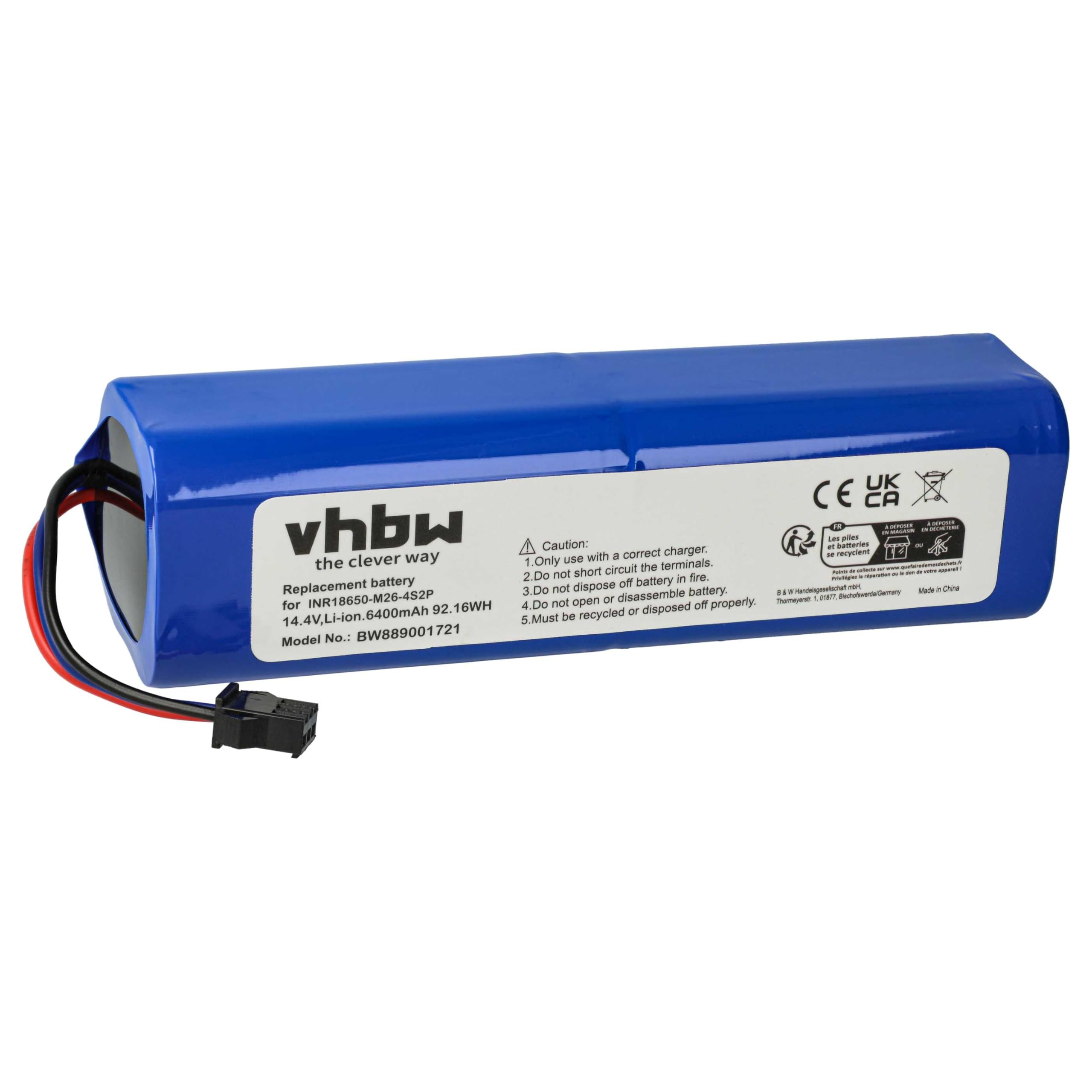 vhbw batteria compatibile con Xiaomi Lenovo T1 Pro, LR1 home cleaner (6400mAh, 14,4V, Li-Ion)