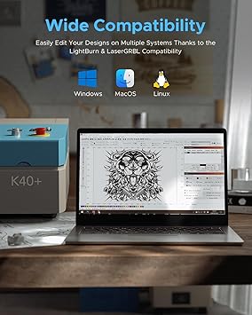 OMTech K40+ CO2 Laser Engraver with Rotary axis, 8x12 45W Desktop Laser Engraving Machine for Home Use, LaserGRBL LightBurn Compatible Laser Engraver Cutter with Adjustable Laser Head Air Assist