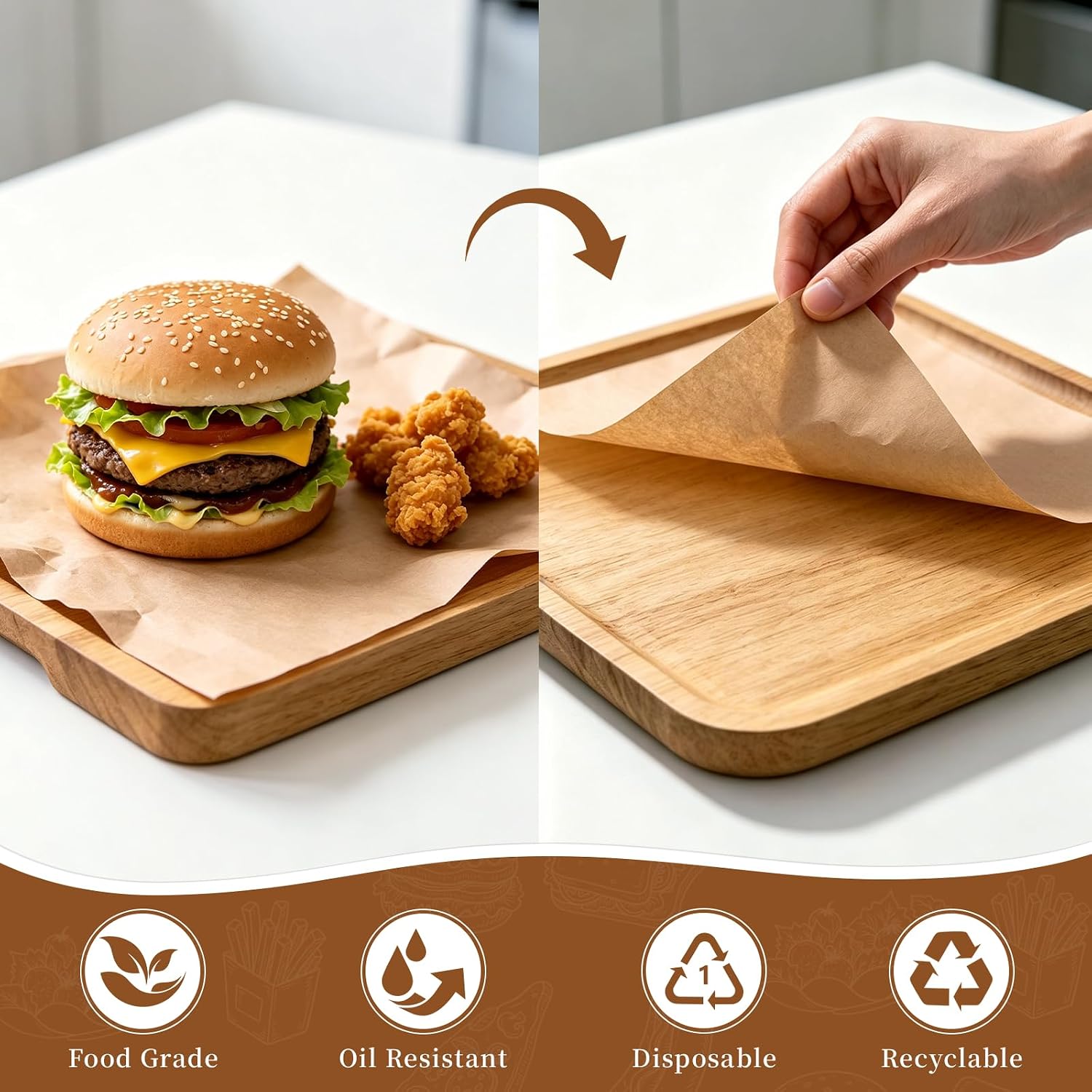 110 Pcs Deli Paper Sheets, 12x12" Grease Resistant Food Basket Liners