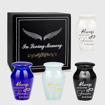 Gredstar Cremation Urns for Ashes, Set of 4 Ceramic Memorial, Heart