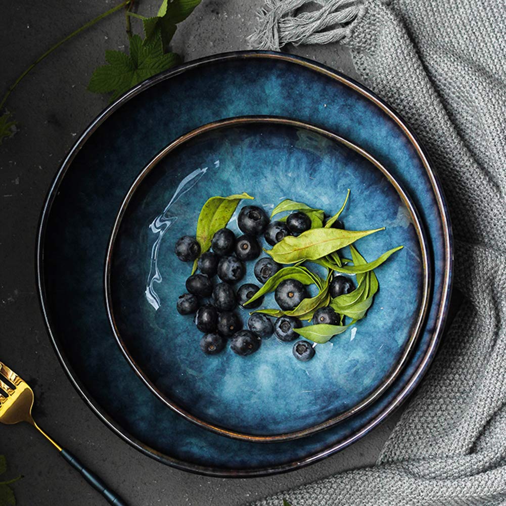 Insalatiera in ceramica blu, ciotola per ramen in stile retrò giapponese, stoviglie creative insalatiera insalatiera ciotola per zuppa L