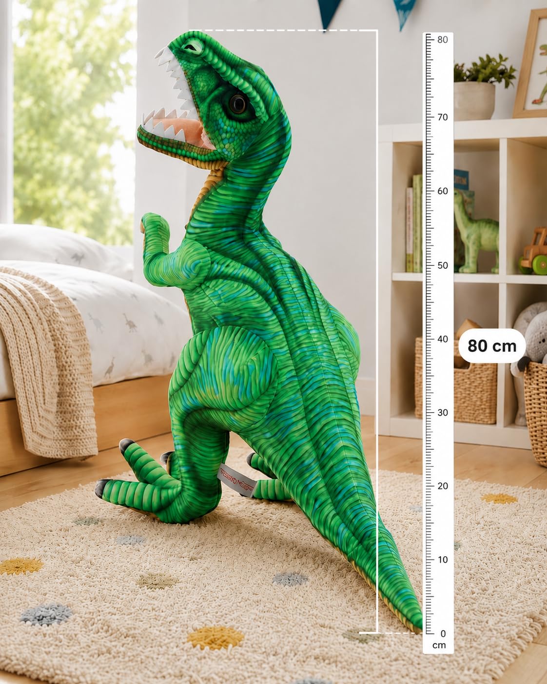 Sweety Toys Tyrannosaurus Rex 13111 - Peluche de Dinosaurio XXL, 80 cm, Color Verde
