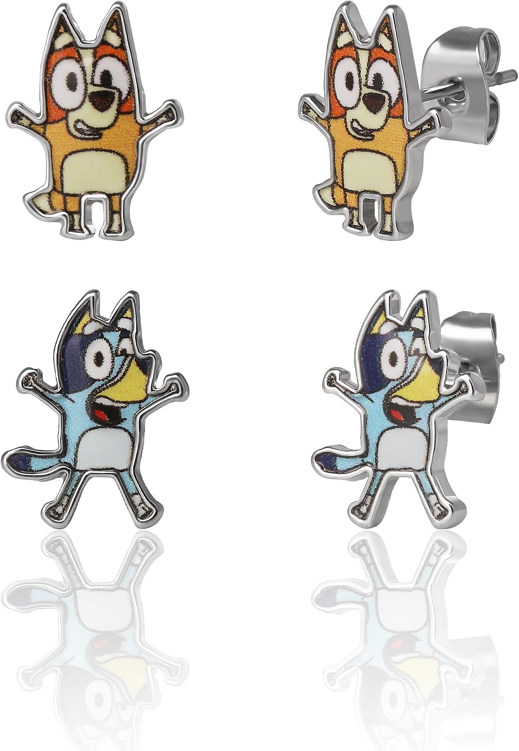 Bingo and Bluey Earrings for Girls Official License, Stud Earrings 2 Pairs, Bluey Jewelry,