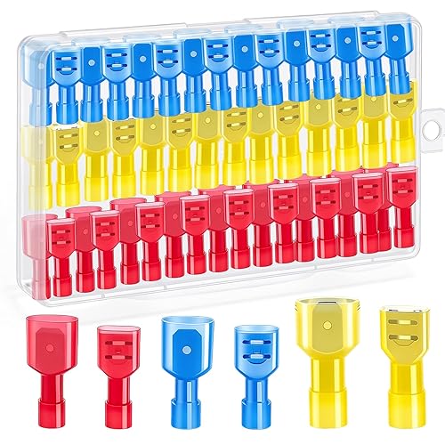 Twidec Kit de conectores de pala de nailon, calibre 22-10, macho y hembra, terminal de pala de alambre de desconexión rápida, conector de crimpado