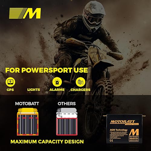 Miniatura 6 de MotoBatt Reemplazo de batería AGM sellada MBHD12H de 12 voltios y 33 Ah - YHD-12H