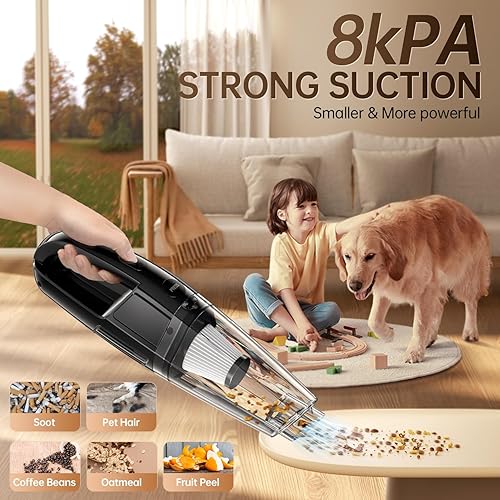 Miniatura 2 de Aspiradora de mano inalámbrica de 7000 Pa con succión  Aspiradora portátil para automóvil con cubo de basura de 22.0 fl oz  Ultraligero de 1.43