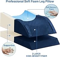 Vista 6 de Almohadas de elevación de doble pierna, almohada de cuña para después de la cirugía, soporte de espuma viscoelástica ajustable, cuidado cómodo