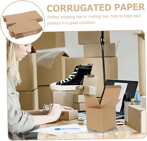 Miniatura 9 de Mobestech Kraft - 10 cajas de cartón corrugado, caja de regalo con tapa, cajas de cartón corrugado, cajas pequeñas para cajas pequeñas, cajas