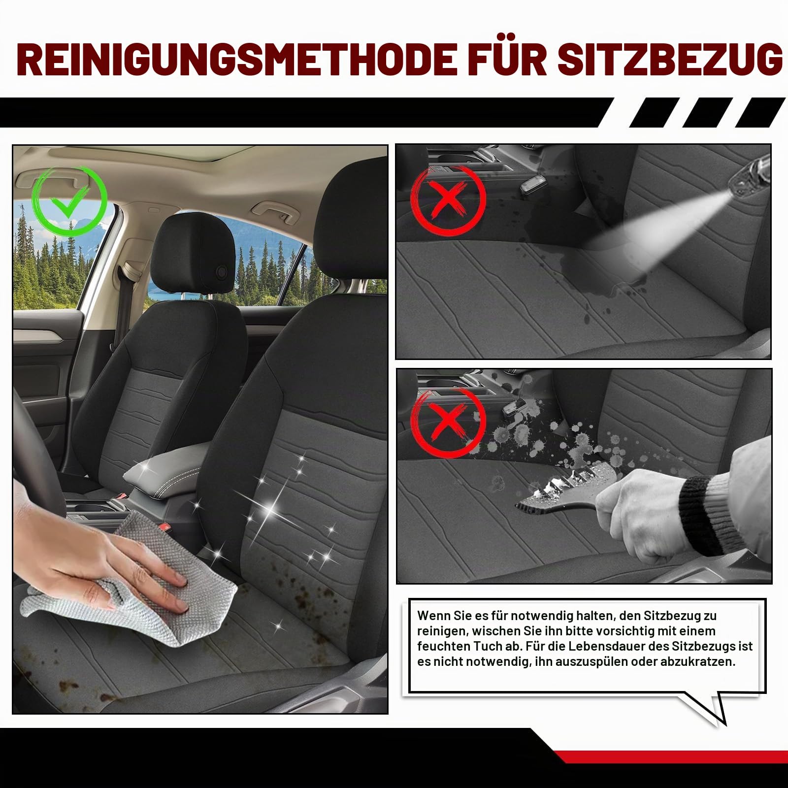 Sitzbezüge Auto für 2025-2023 VW Passat B6 B7 B8 | Autositzbezüge Auto-Sitzschoner Schonbezüge Sitzauflagen Sitzbezug Vordersitze