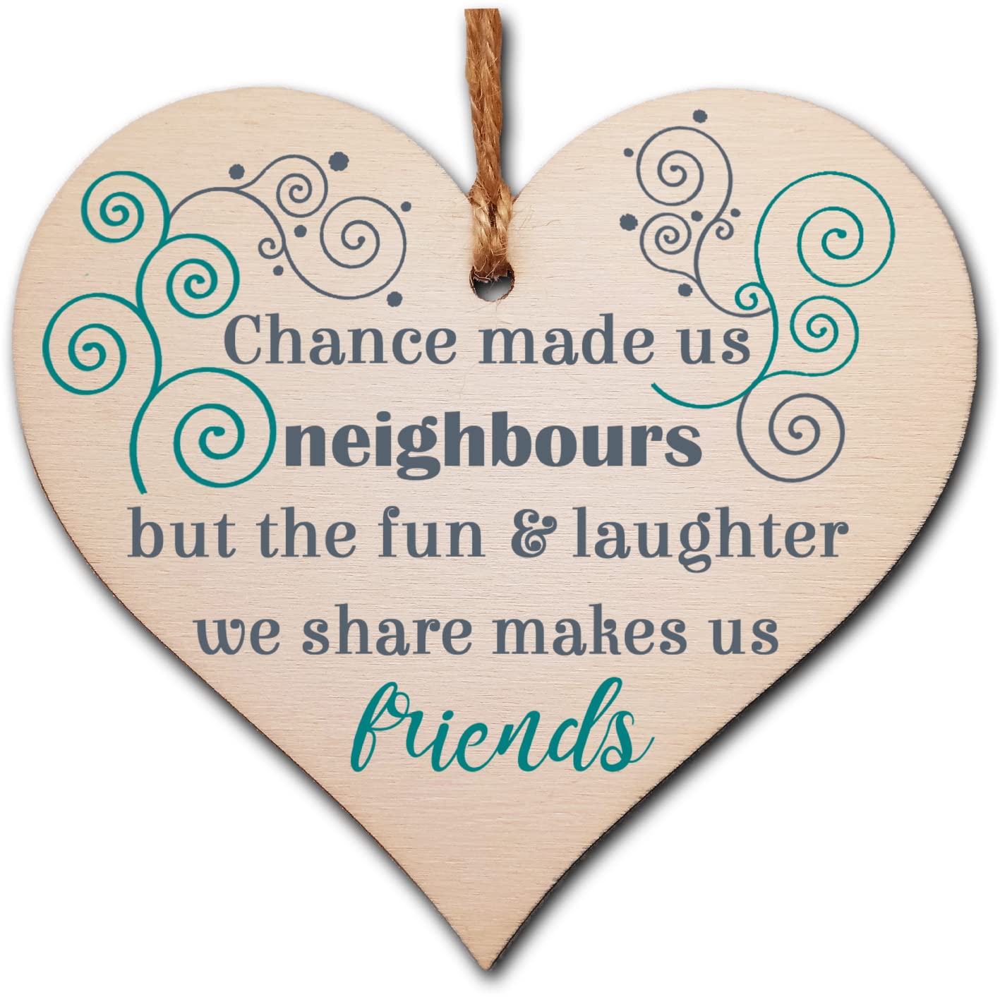 Gift In Can Brown Handmade Wooden Hanging Heart Plaque Gift For Neighbours Keepsake For Friend