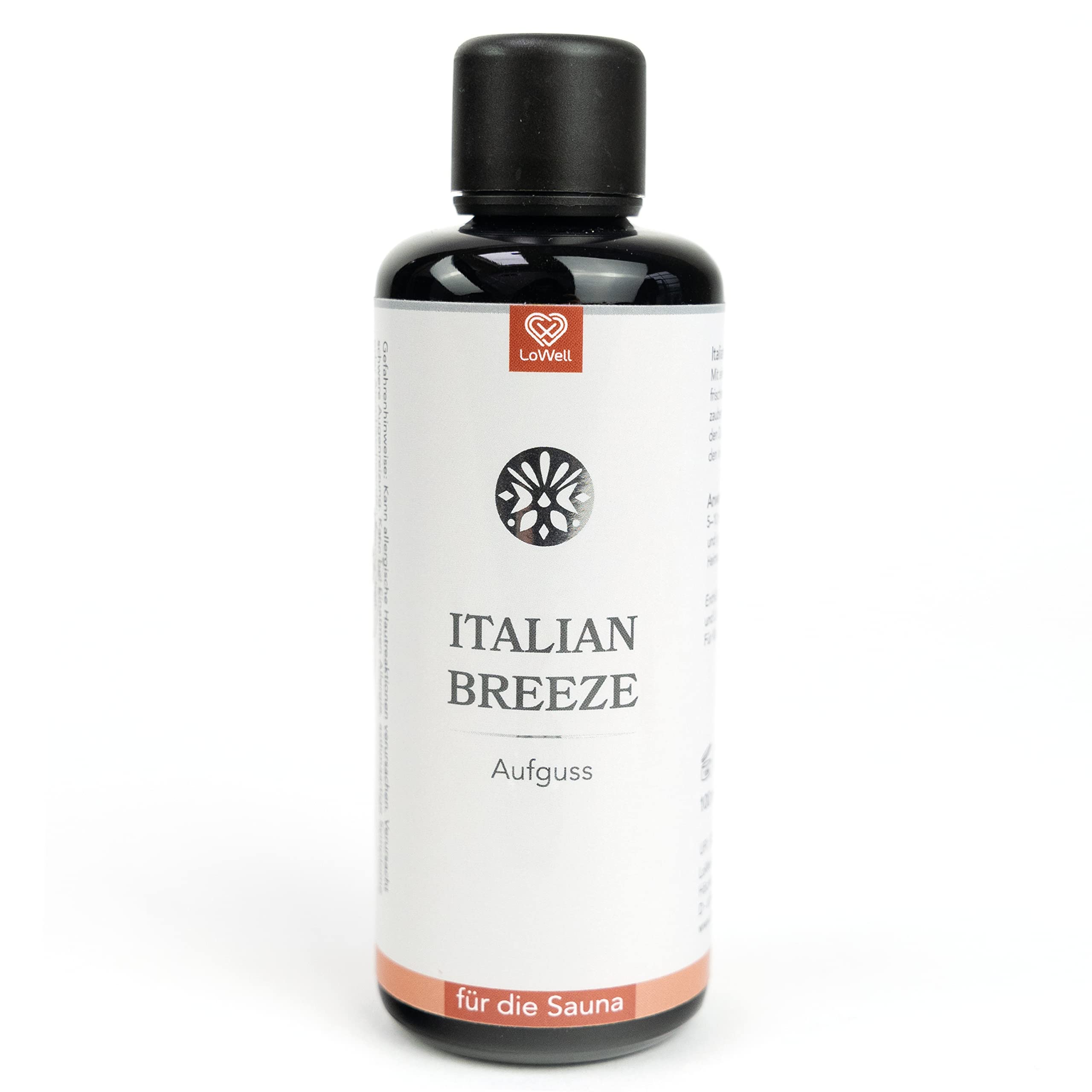 LoWell® 100ml infusion pour sauna Italian Breeze - Les accessoires d'infusion pour sauna et hammam - Huiles essentielles pour sauna Concentré d'infusion - Citron, Orange