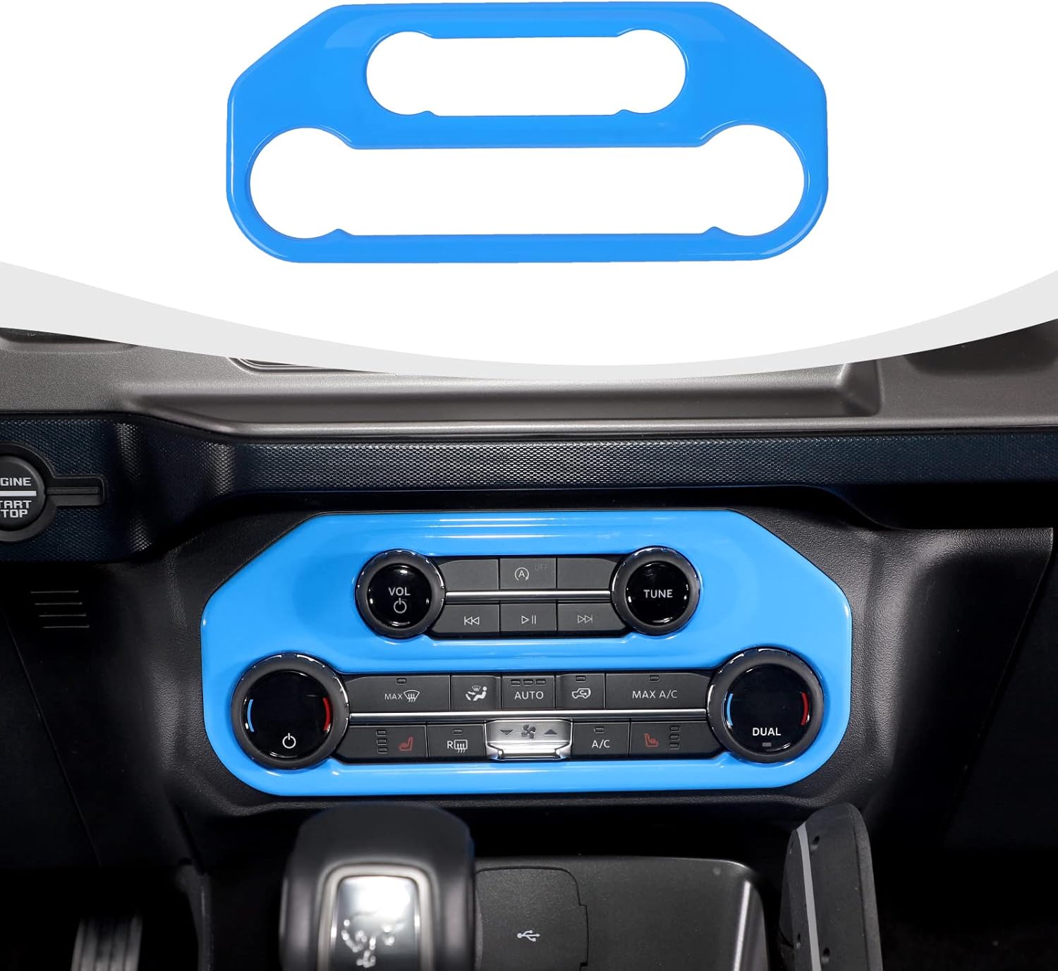 RAZPOY for Bronco Air Conditioning Switch Panel Cover, Center Console A/C Button Trim Compatible with 2021-2026 Ford Bronco Interior Accessories, Light Blue
