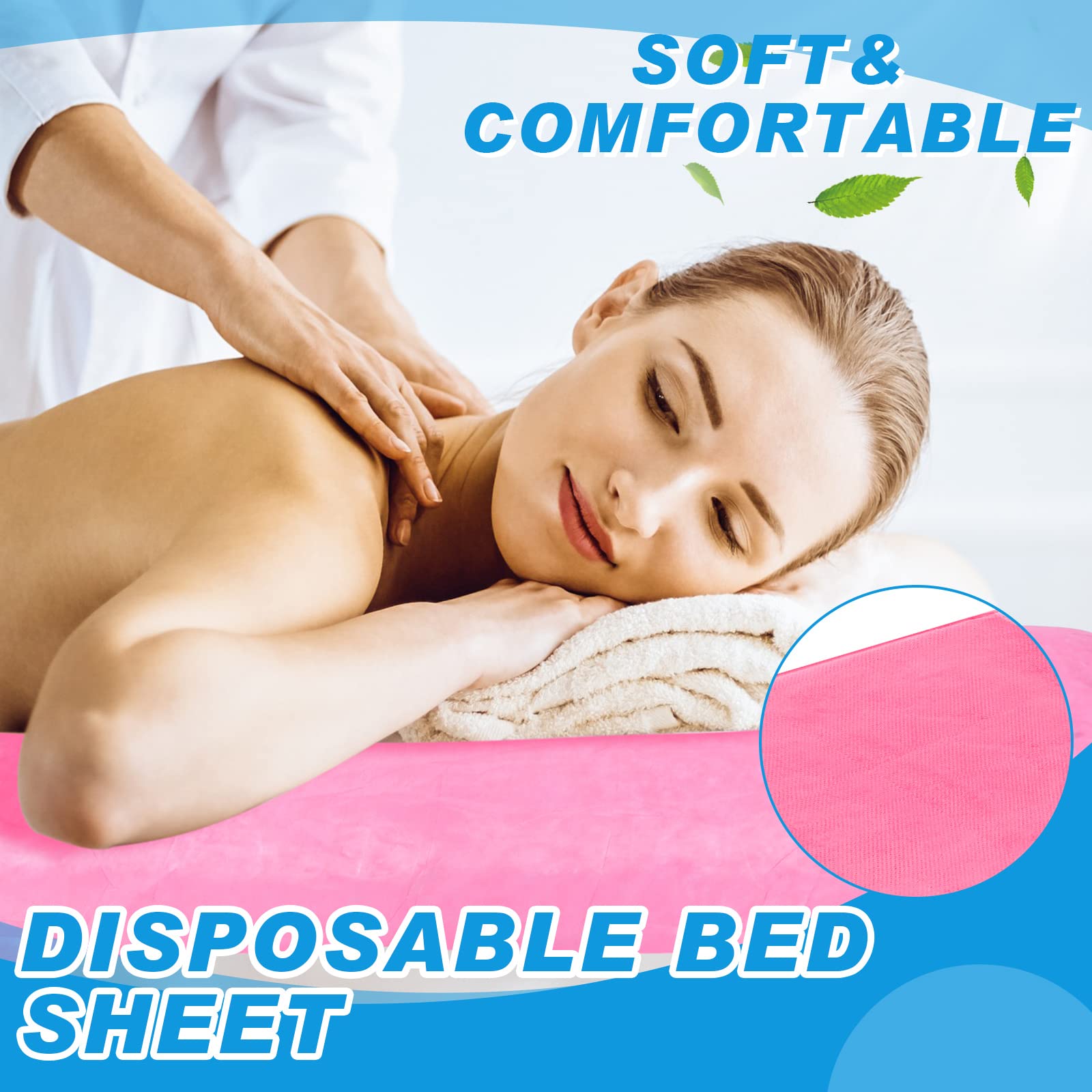 Disposable Fitted Sheets for Massage Beds - Pink -6