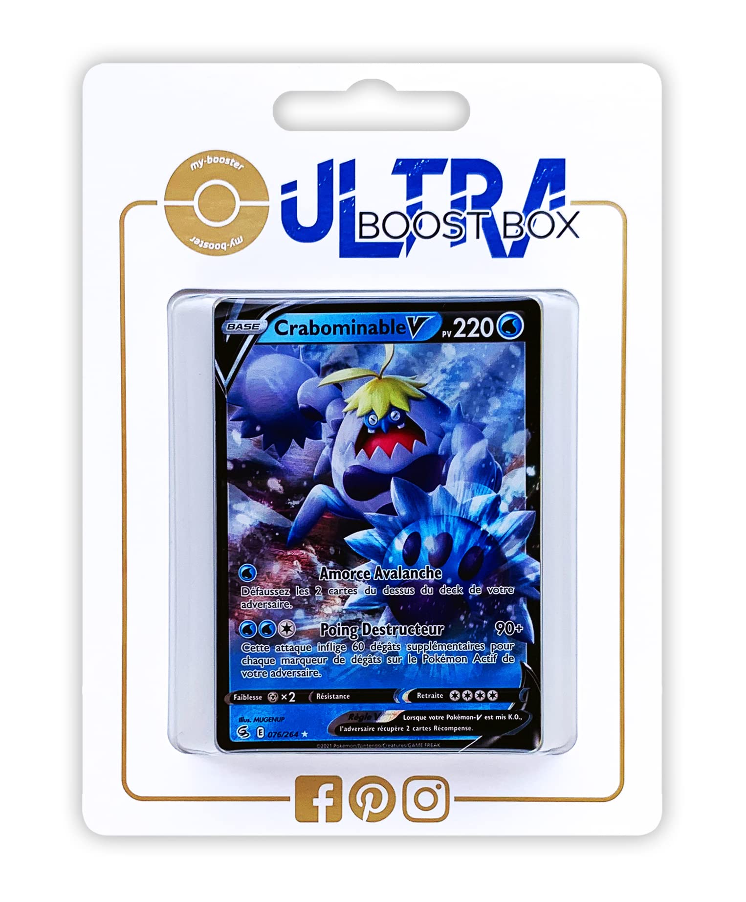 Crabominable V 76/264 - Myboost X Sword and Shield 8 - Fusion Fist - Box of  10 Pokmon Cards - French : Amazon.co.uk: Toys & Games