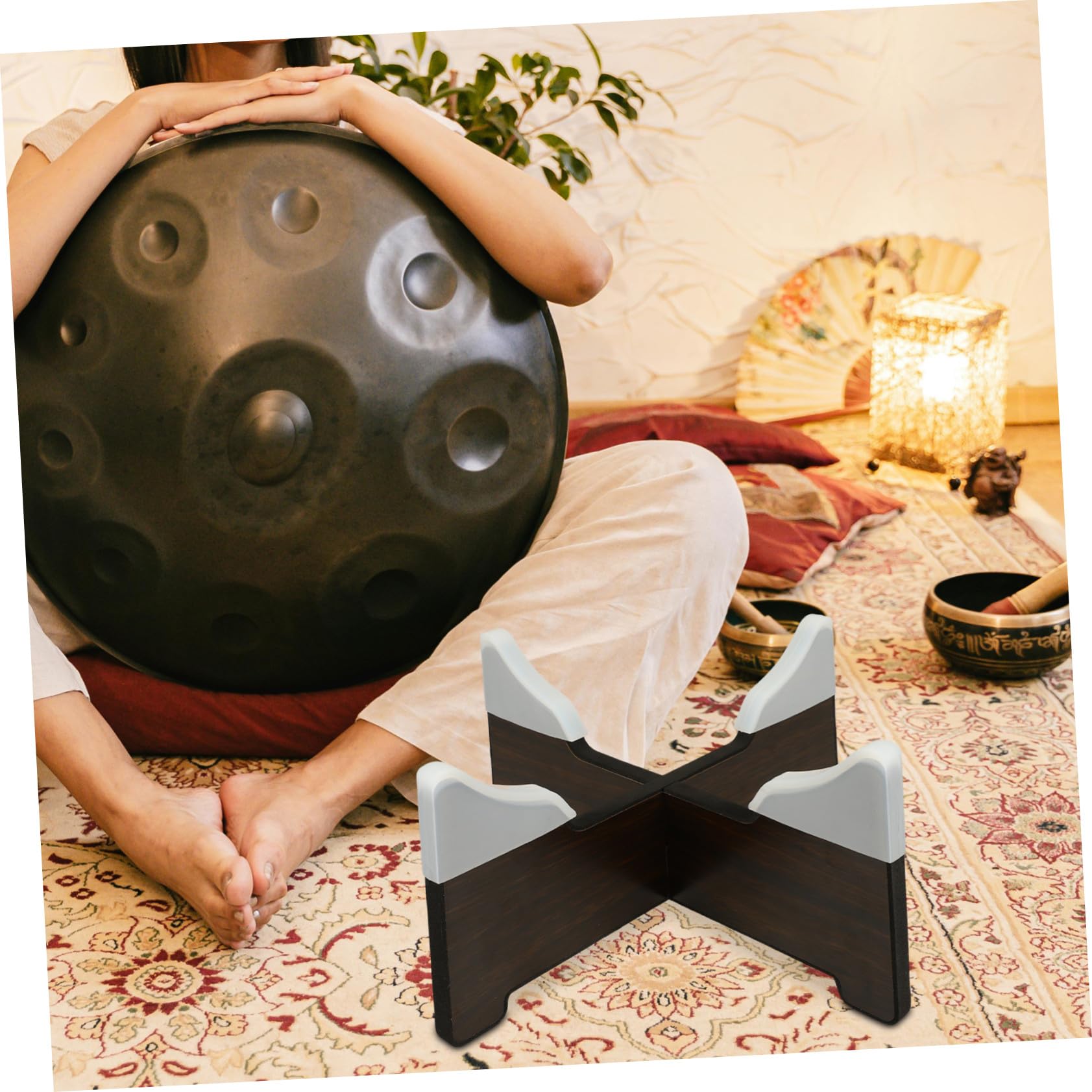 Support pour Tambour Handpan en Bois et Silicone, Structure Stable