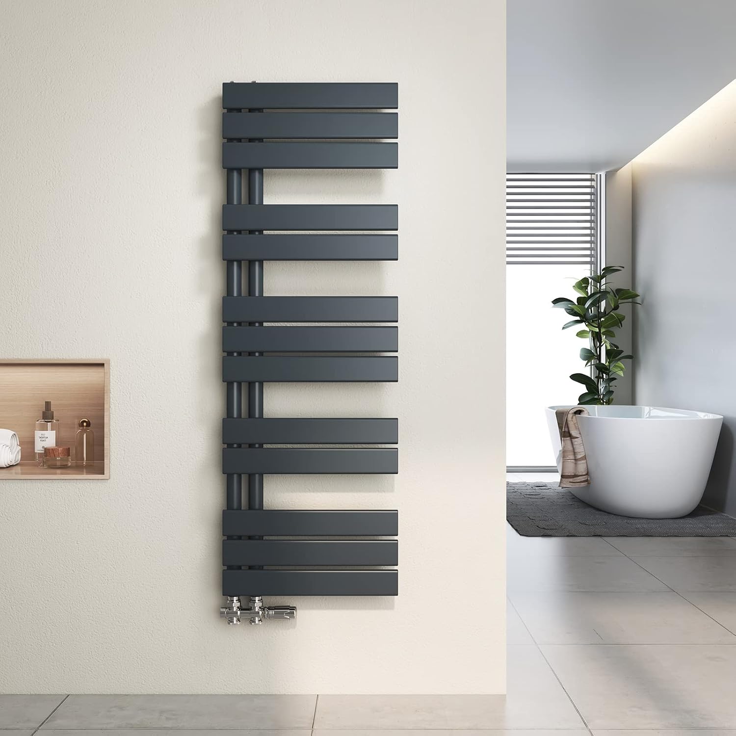 Heilmetz Sèche-Serviettes à Eau Chaude Plat 400 X 1176 Mm - Radiateur Blanc Raccordement Latéral