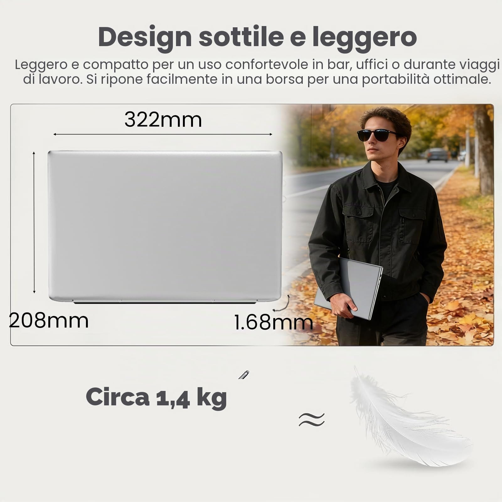 Kayoote 2026 Laptop da 14,1 Pollici, Computer portatile, Portatile 8 GB RAM 128 GB SSD, Pentium N3710, Display HD Notebook Laptop, 180°Chiusura Aperta, 4000 mAh, WiFi5, Supports TF Cards
