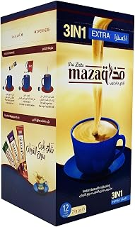 bonballoon Extra 3x1 Mazaq Tea Latte Instant With Milk Drink Natural Flavor Free Non Gmo Kosher Halal (1 Pack = 12 Sachets x 27 gm) مذاق شاى بالحليب اكسترا 3 فى 1