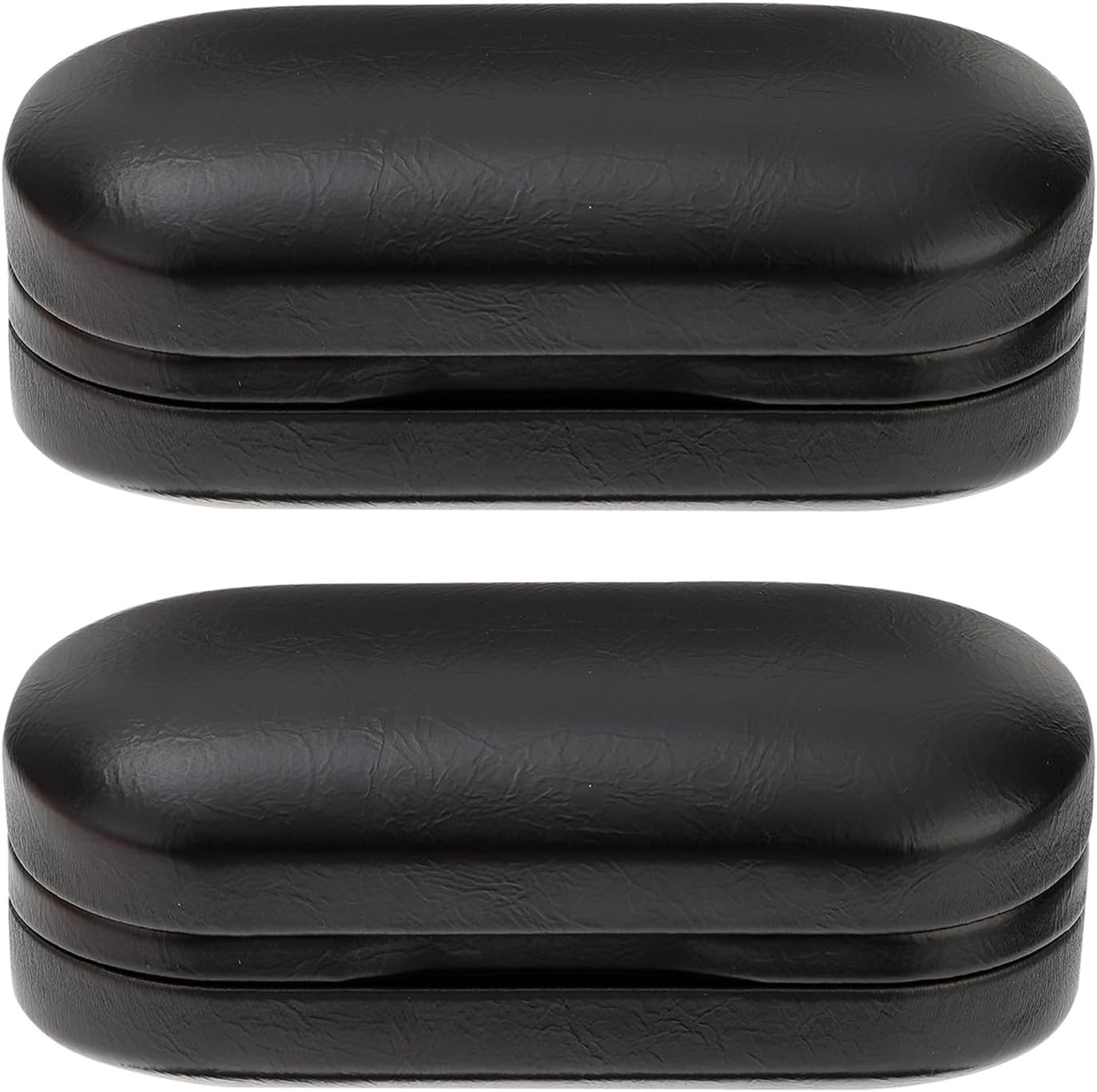 2PCS Dual Eyeglasses Case with Mirror - Double Layer Protective Box - Portable Faux Leather Sunglasses Organizer for Men Women Travel and Daily