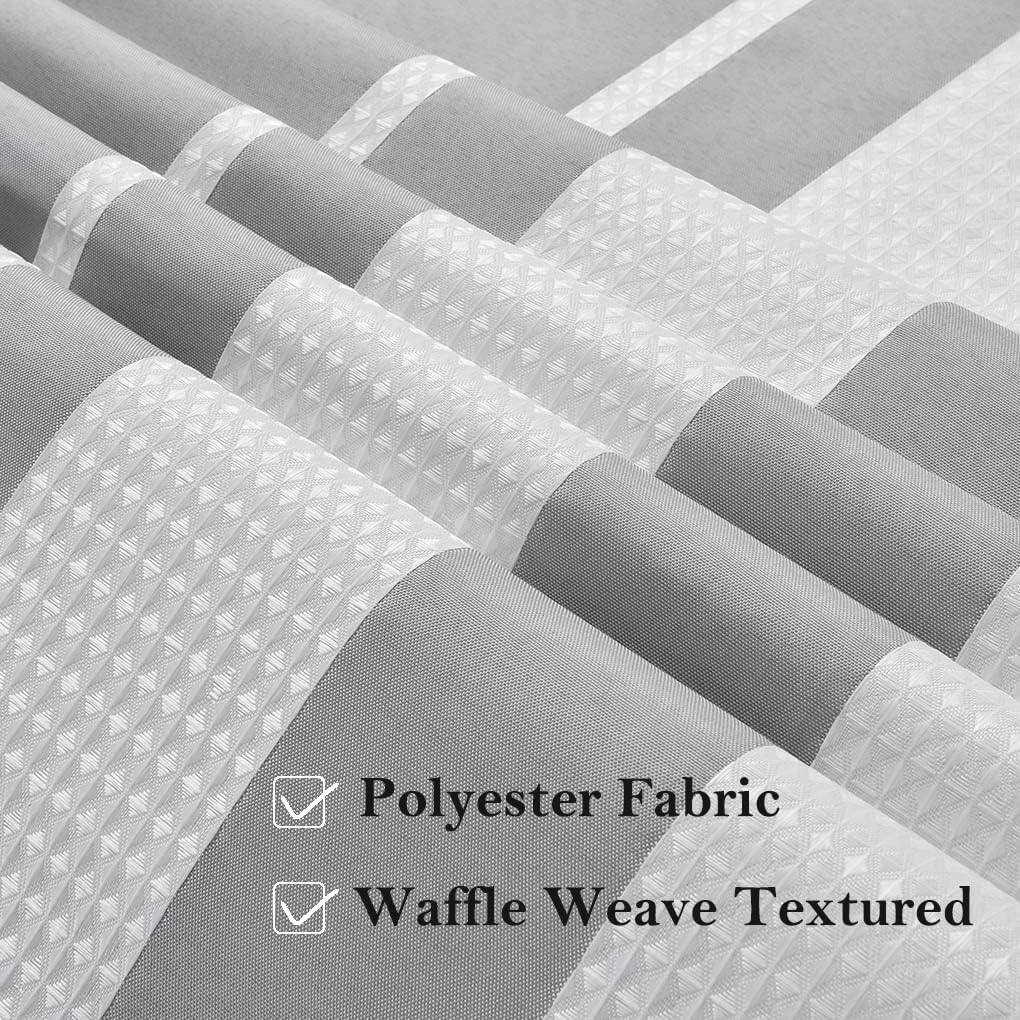 DOSLY IDÉES Gray Striped Spa Waffle Shower Curtain,White Shower Curtain Waffle Texture,Solid Waterproof Fabric,Modern Farmhouse Bathroom Decorations,72x72 in
