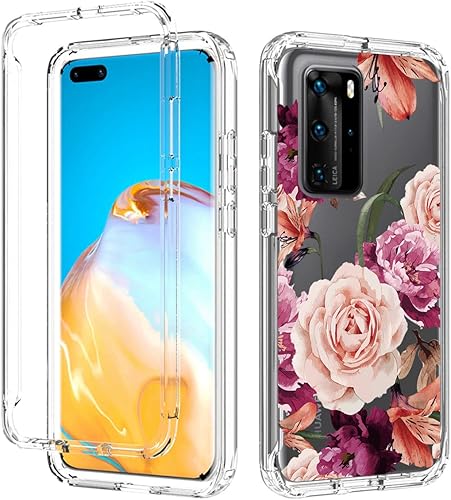 Miniatura 6 de ELS-N04 - Funda para Huawei P40 Pro con protector de pantalla de vidrio templado, cuerpo completo, transparente, flexible, con protección de diseño